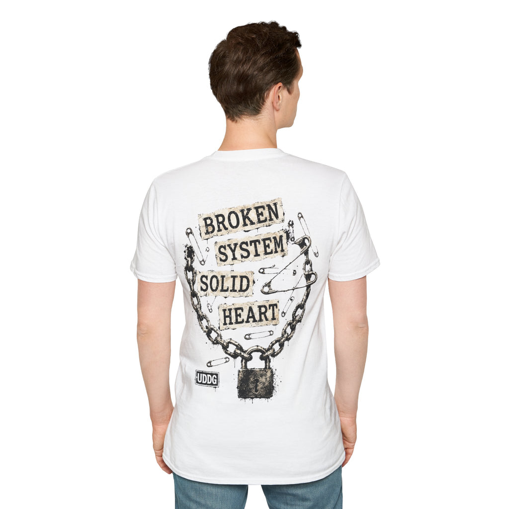 UDDG Noise Series 02 – Gebroken Systeem. Sterk Hart. Wit Punk T-Shirt