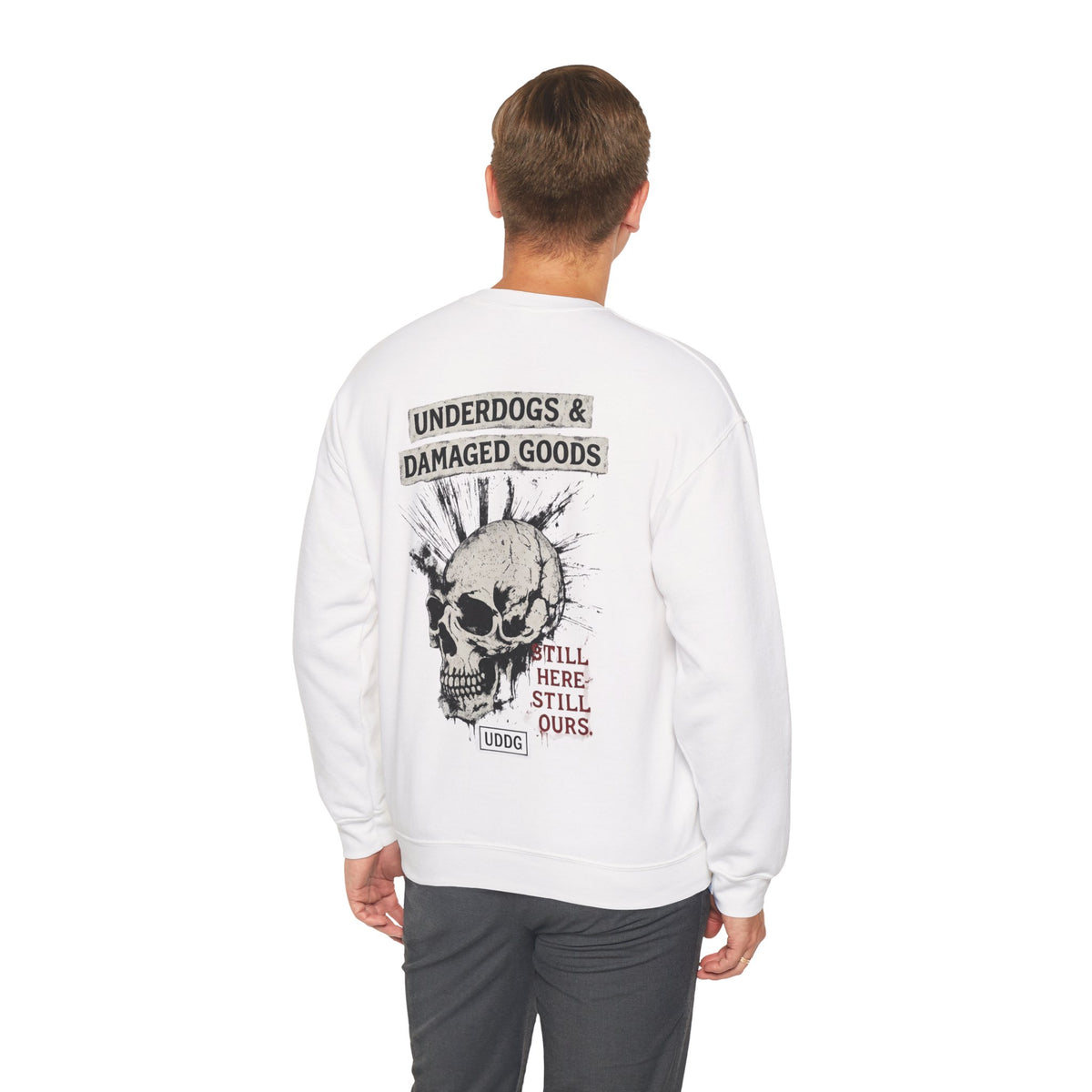 UDDG Noise Series 01 – Todavía aquí. Todavía nuestro. Sudadera Punk Blanca