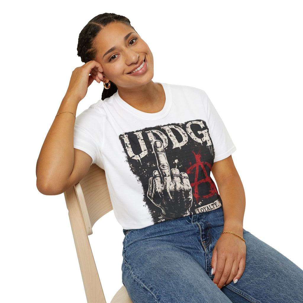 UDDG Noise Series 02 – Gebroken Systeem. Sterk Hart. Wit Punk T-Shirt