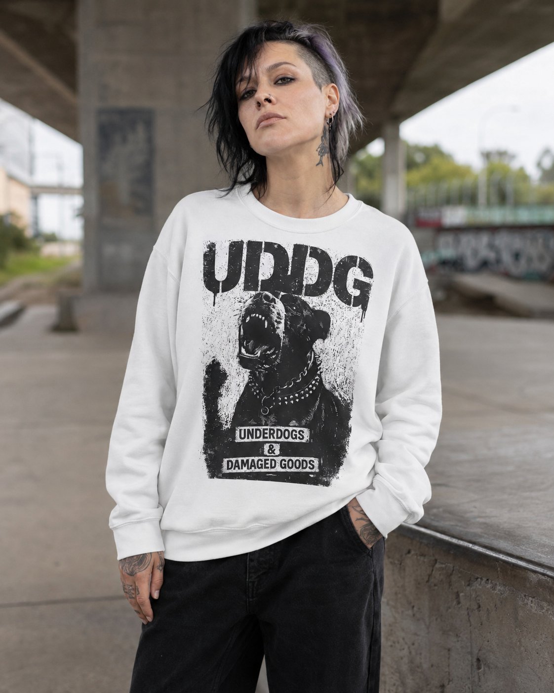 UDDG Noise Series 03 – Not Your Breed. Not Your Rules. White Punk Sweatshirt