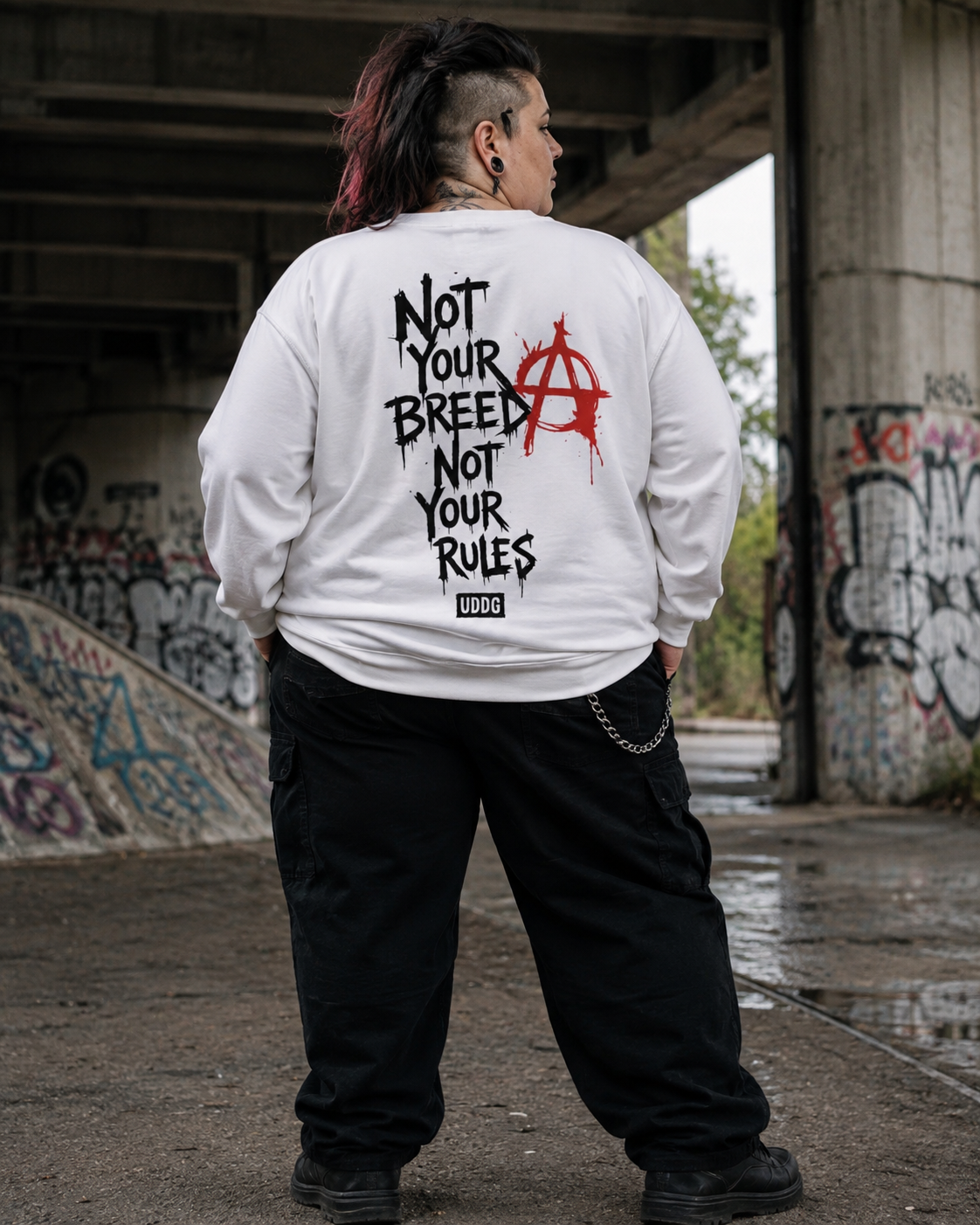 UDDG Noise Series 03 – Not Your Breed. Not Your Rules. White Punk Sweatshirt