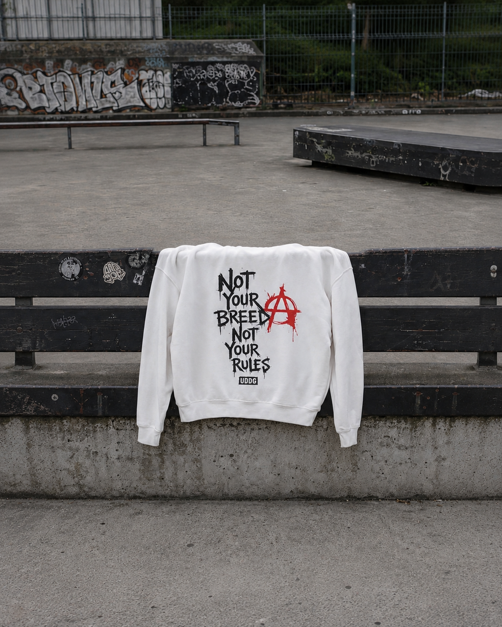UDDG Noise Series 03 – Not Your Breed. Not Your Rules. White Punk Sweatshirt