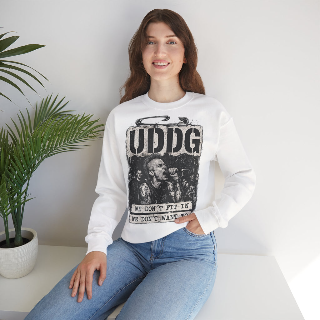UDDG Noise Series 01 – Todavía aquí. Todavía nuestro. Sudadera Punk Blanca